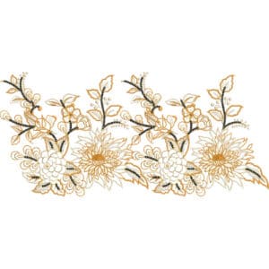 Elegant Monochrome Floral Lace Embroidery Border Design with Fine Line Detailing