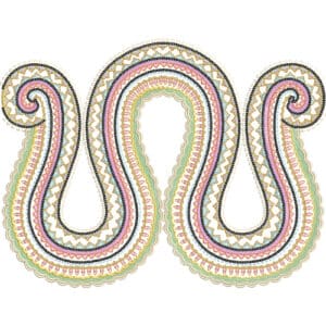 Ornate Multilayer Paisley Lace Embroidery Design with Decorative Scalloped Detailing