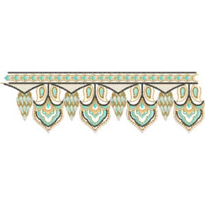 Elegant Hanging Paisley Lace Embroidery Border Design with Layered Detailing