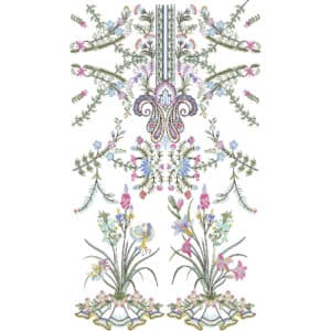 Elegant Symmetrical Floral Lace Embroidery Design with Ornamental Center Motif