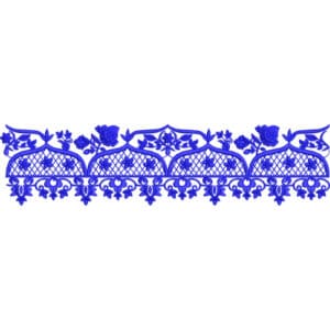 Classic Monotone Floral Lace Embroidery Border Design with Net Fill and Scalloped Detailing