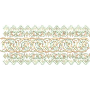 Elegant Pastel Ornamental Lace Embroidery Border Design with Interlocking Scroll Patterns