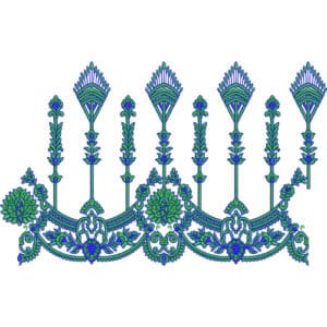 Ornamental Floral Lace Embroidery Border Design with Vertical Motifs and Decorative Base